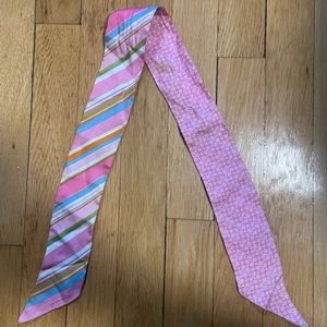 Coach logo and stripe silk scarf Y2k